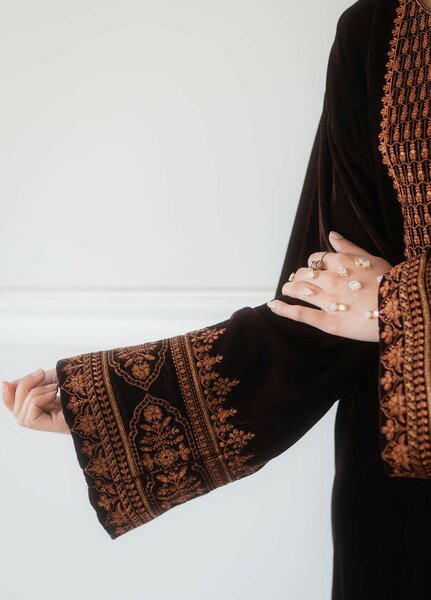 Atelier Velours by Rashid Textiles RTW Embroidered Velvet 3 Piece Suit RT26RAV Cocoa - Festive Collection