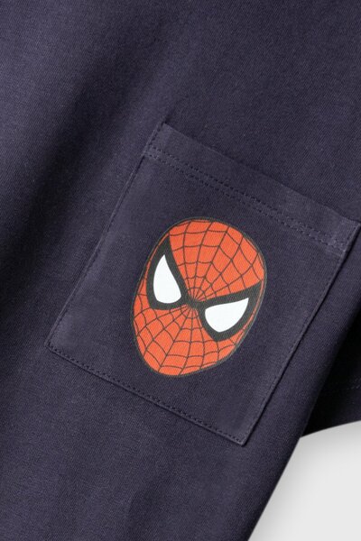 Boys Navy Spider Pocket Tee