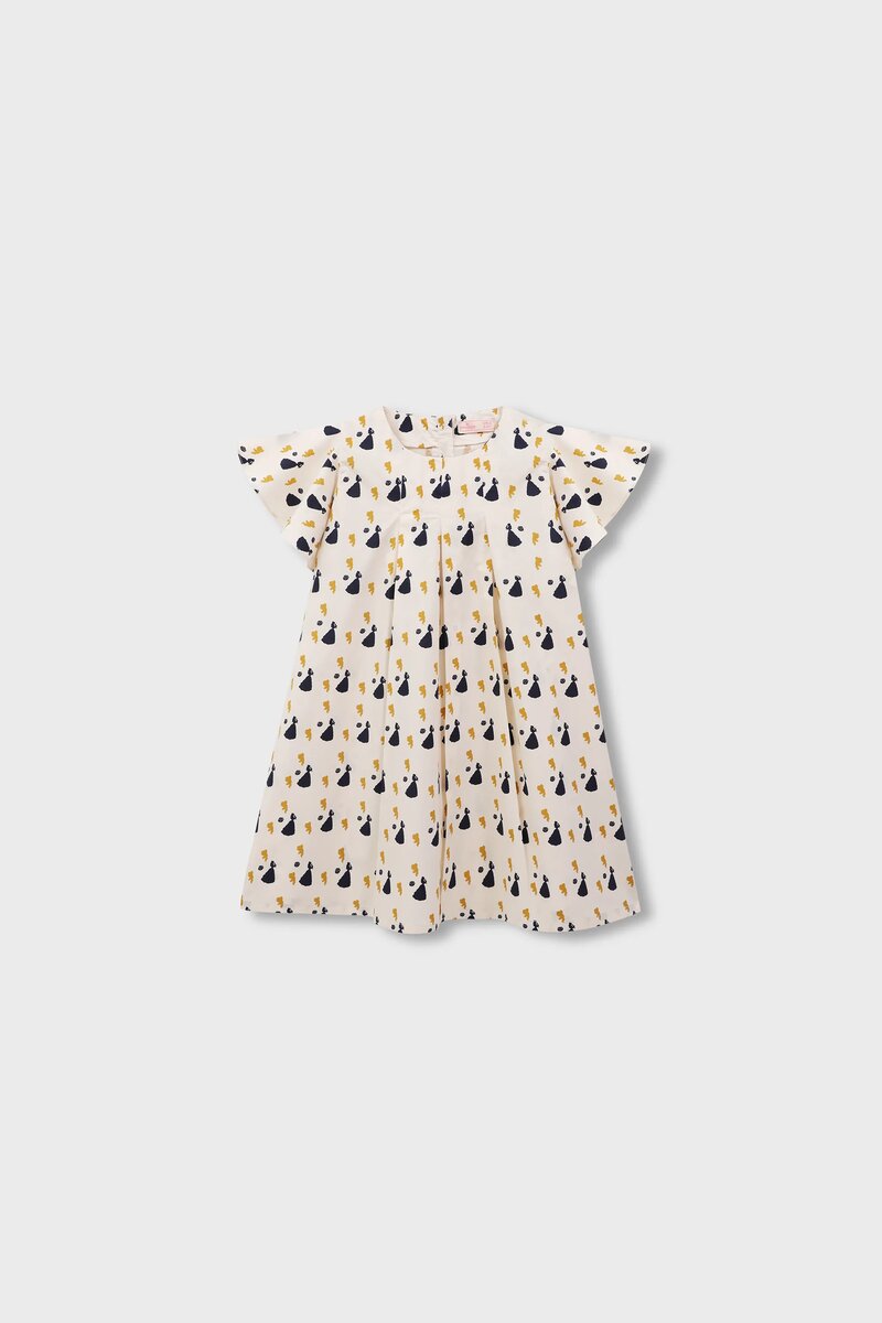 Printed Ivory Cotton Casual Dress