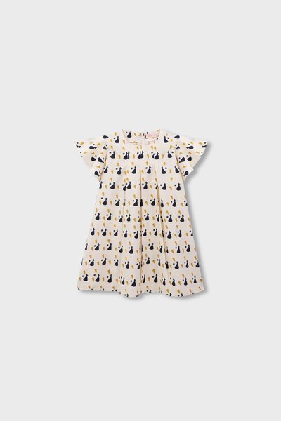 Printed Ivory Cotton Casual Dress