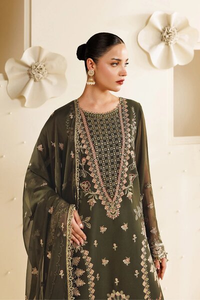 Sireine by Alizeh Fashion Unstitched Embroidered Chiffon 3 Piece Suit AF26UCS AF-CH-2295-SOREL - Festive Collection