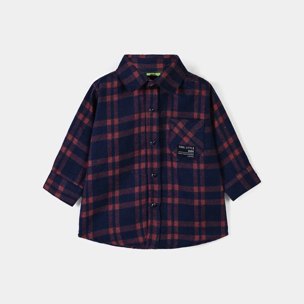 Infant Boys Flannel Basic Casual Shirt Cool Little - BLUE