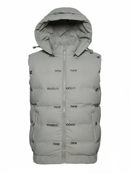 Olive Imported Sleeveless Hooded Puffer (PJ-076)