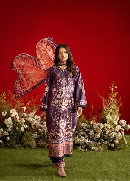 Marine by Rashid Textiles Unstitched Printed Luxury Silk 3 Piece Suit RT26USM D-3905 - Winter Collection