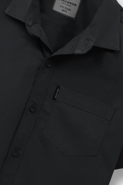 Deep Black Classic Boys’ Cotton Shirt