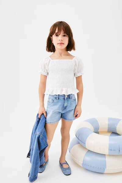 Unit Girl's Folded Bottom Denim Shorts