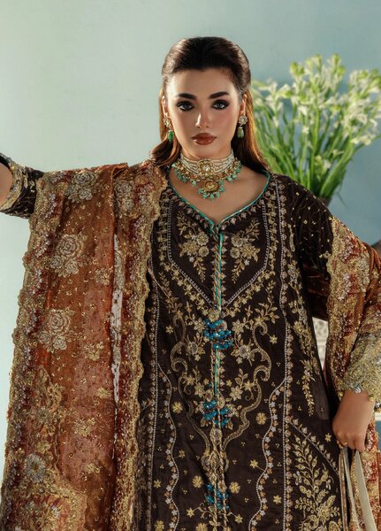 AIK Udaipur Velvet Unstitched Luxury Embroidered 3 Piece AIK25 D-07 - Formals Collection