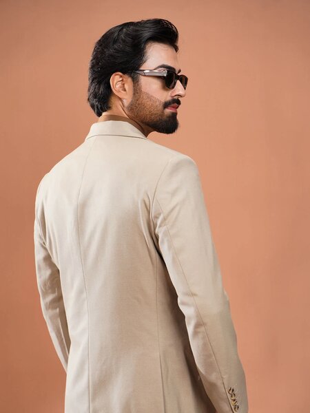 Beige Self Imported Two Piece Suit (SF-080)