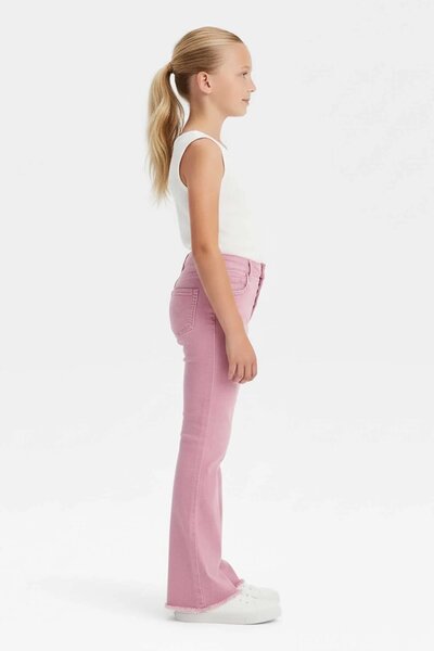 C&J Girl's Raw Hem Flared Denim