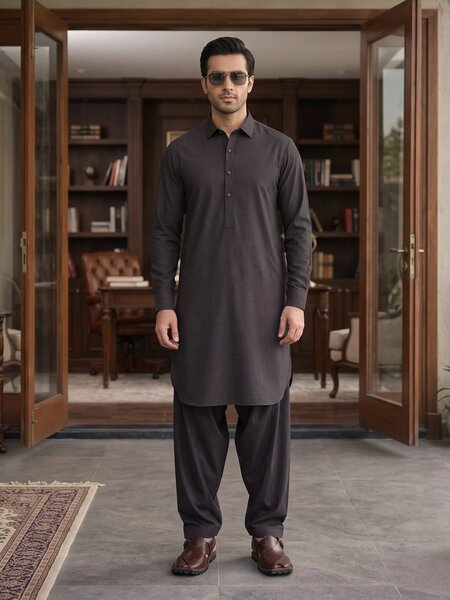 Brown Designer Shalwar Kameez (SK-717)