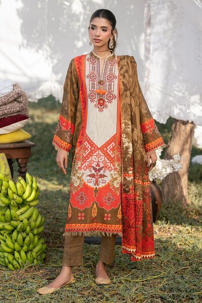 3 Piece Printed Khaddar Suit