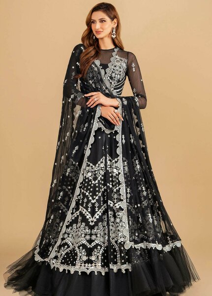 Minor Defect - Barasti By Asifa & Nabeel Embroidered Chiffon Suits Unstitched 3 Piece AN23BT ANB-08 Basanti - Festive Collection