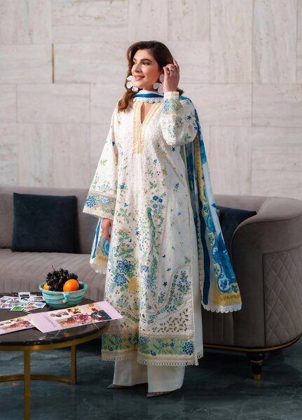 Symphony by Neeshay Unstitched Embroidered Luxury Lawn 3 Piece Suit NSH26US D-7 Reve - Summer Collection