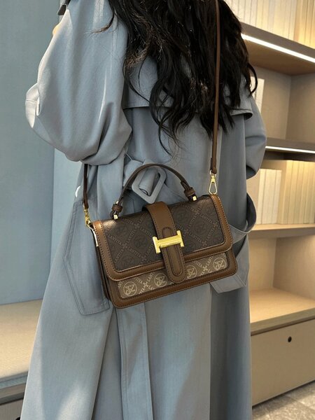 Shein - New Arrival Vintage Prints Small Square Shoulder Crossbody Bag