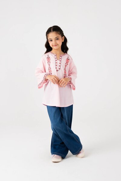 Glowy Pink Embroidered Top