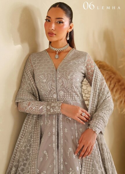 Meesa by Zarif Unstitched Net Embroidered Suits 3 Piece ZR25UF ZRF-ML-06 LEMHA - Winter Collection