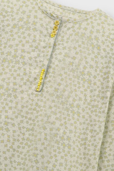 Soft Green Printed Cotton Kurta Set - 2pc