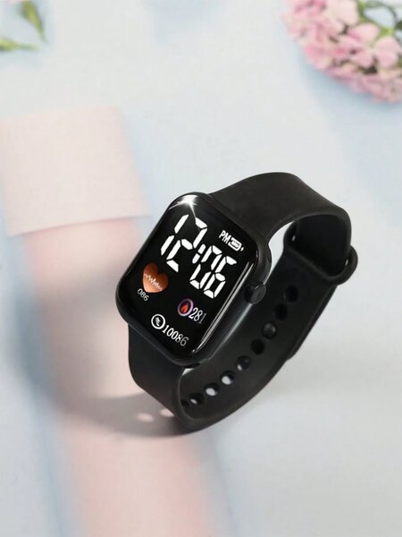 Shein - 4/1pc Men's Fashionable And Simple LED Heart-Shaped Digital Display Electronic Watch