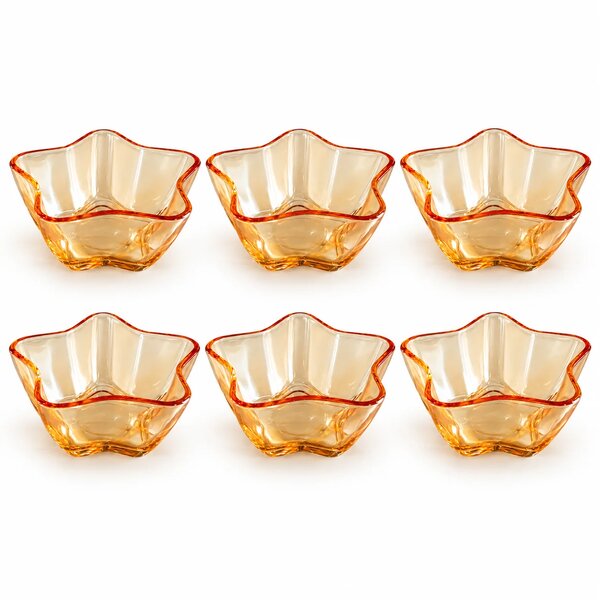 Glass Bowl Set – Amber (Set of 6)