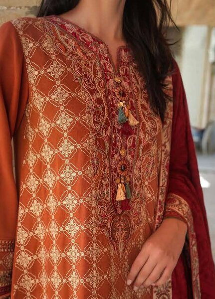 Echoes of Registan by Mushq Unstitched Embroidered Corduroy 3 Piece Suit MU26UER Rumi Sunset MUNWI260111 - Casual Collection