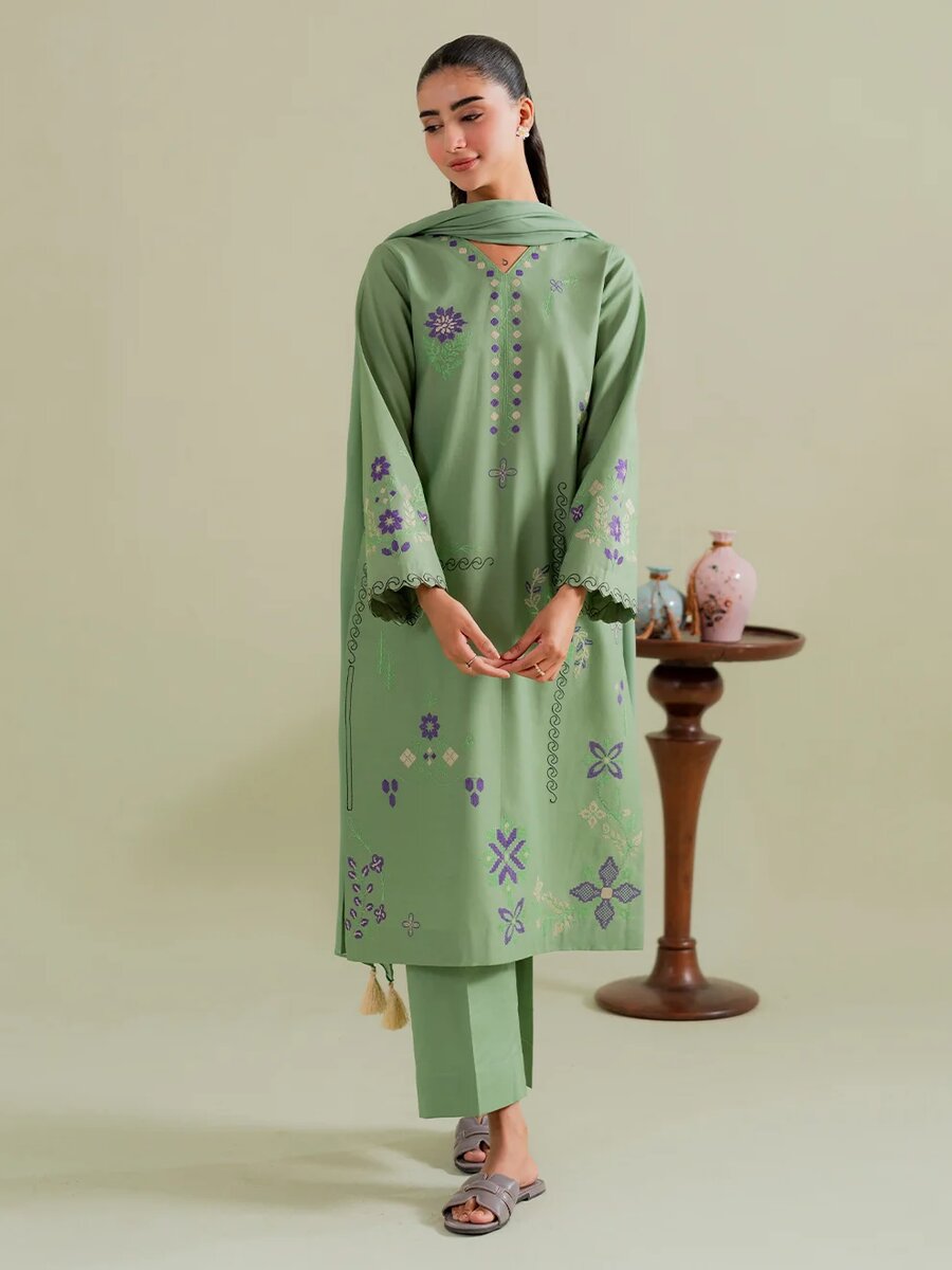 Pistachio-3Pc Embroidered Set