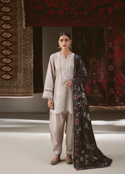 Cross Stitch Unstitched Printed Khaddar 3 Piece Suit CS26UW Petal Haze - Winter Collection