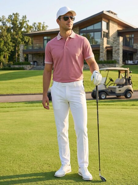Tea Pink Jacquard  Polo T-Shirt (POLO-1194)
