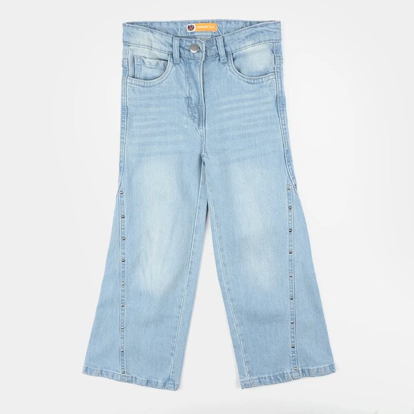 Girls Denim Stretch Pant (Studs Seam) – Light Blue