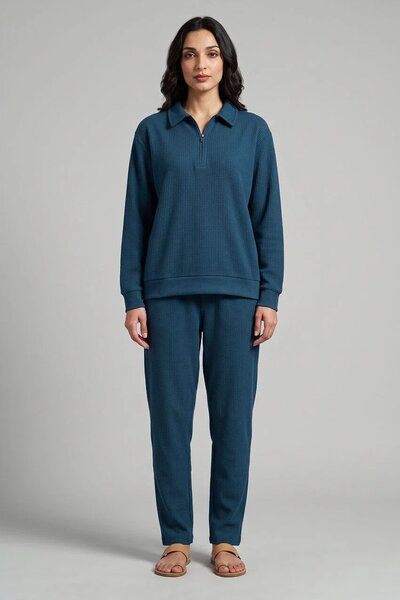 Max 21 Women's Waffle Zipper Co-Ord Set