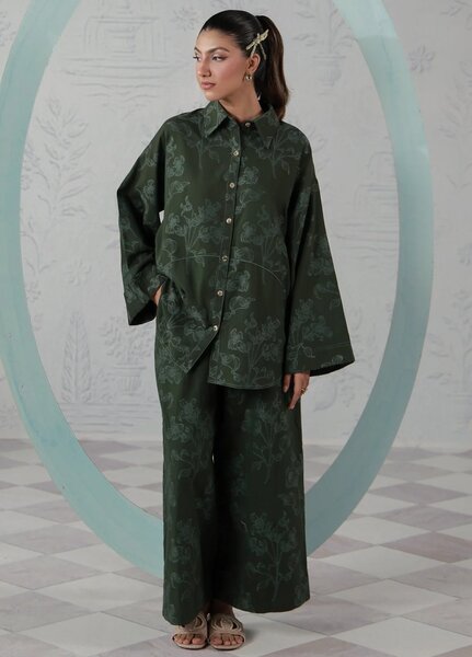 Sahar Women RTW Embroidered Jacquard 2 Piece Suit Emerald Breeze Casual Collection