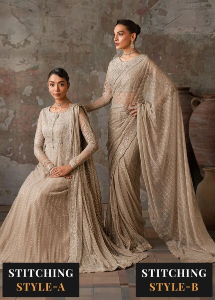 Emirah by Zarif Embroidered Net Suit Unstitched 3 Piece ZR25UF ZEF 02- Breeze - Formal Collection