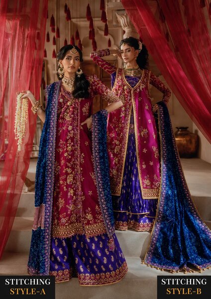 Aik Atelier Unstitched Embroidered Katan Silk 3 Piece Suit AIK26UAAW B2610 - Wedding Collection