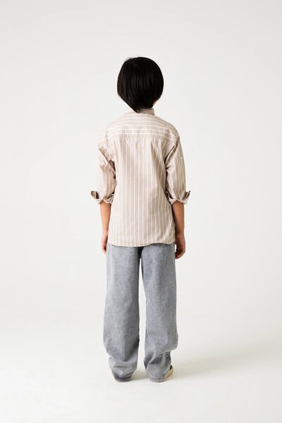 Boys Beige Stripe Casual Shirt