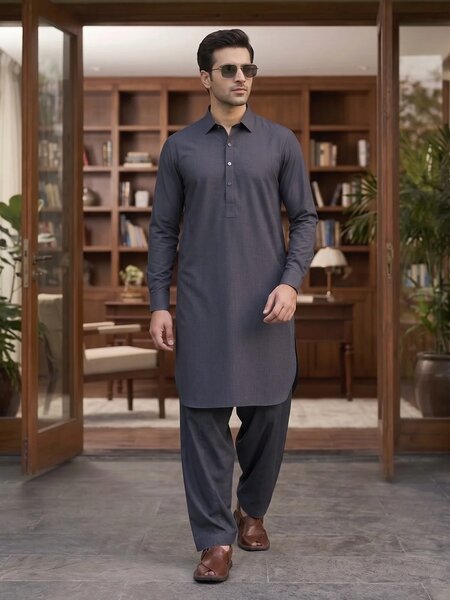 Grey Designer Shalwar Kameez (SK-714)