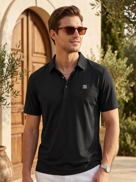 Black Nylon Spandex Polo (POLO-1266)