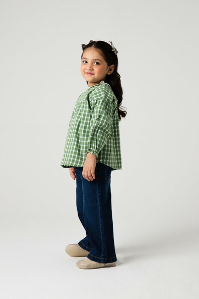 Evergreen Lace Check Flannel Top