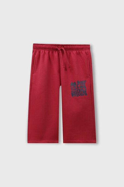 Girls Red Wide-Leg Fleece Trouser