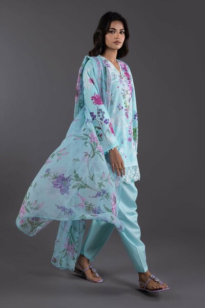 Stitched Dyed Lawn Shalwar