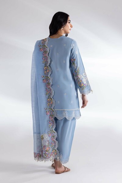 Stitched Embroidered Blended Cotton Dupatta