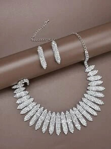 Shein - 3pcs Rhinestone Decor Jewelry Set