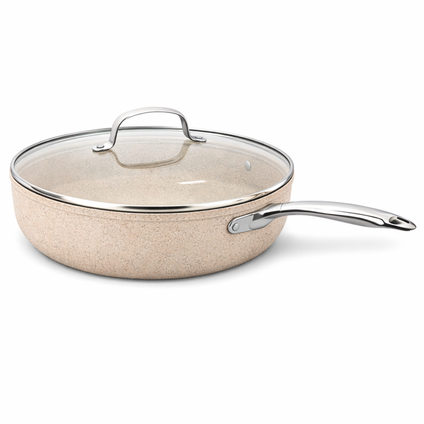 Granita Aluminum Frypan 24 x 4.7 cm / 28 x 5.5 cm with Lid – Granite Nonstick Frying Pan with Glass Lid