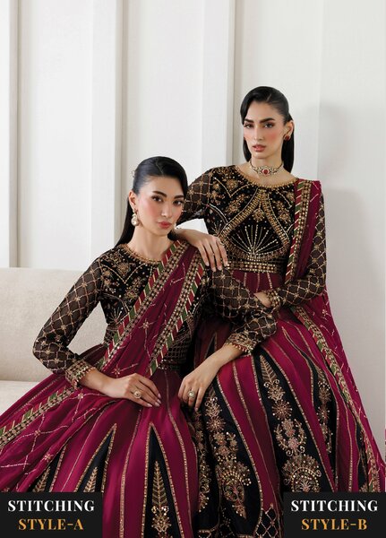 La Ruhe By Alizeh Fashion Unstitched Embroidered Chiffon 3 Piece Suit AF26URW AF-CH-2265-NEVRA - Wedding Collection