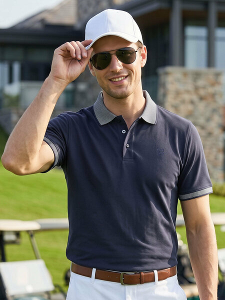 Navy Blue Jacquard  Polo T-Shirt (POLO-1247)