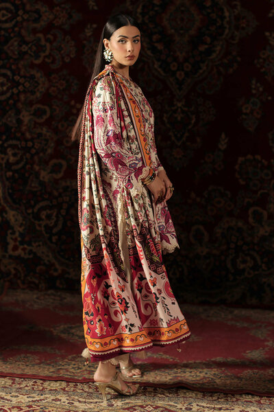 3 Piece Printed Crepe Dobby Suit
