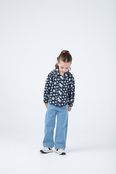Navy Spark Flannel Top