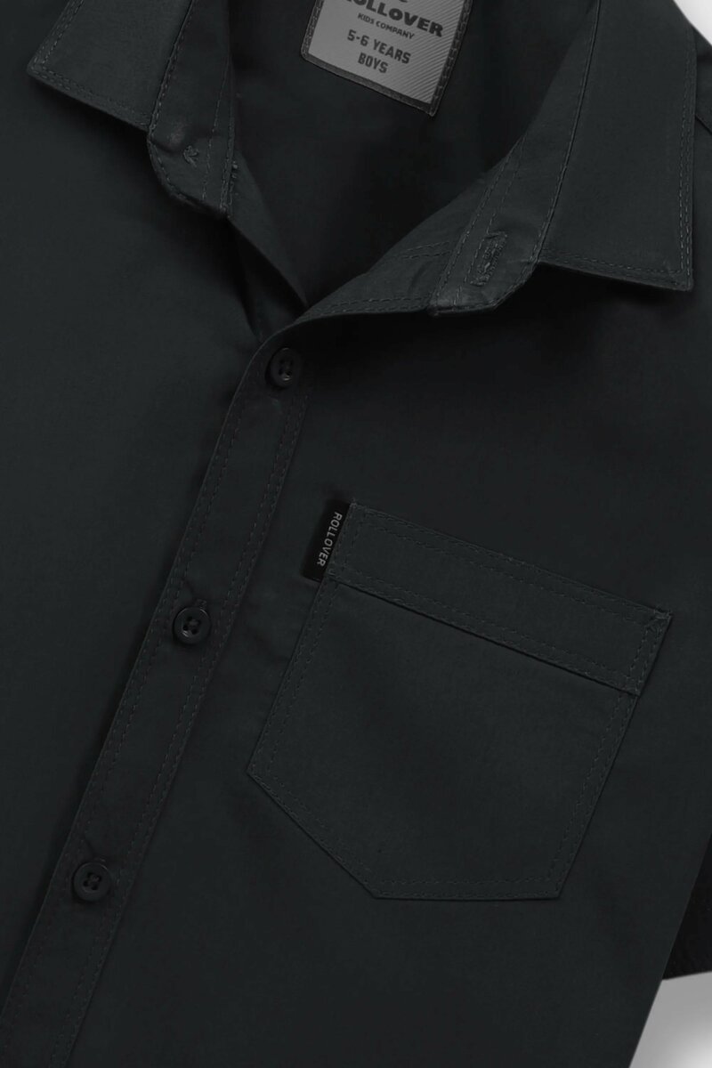 Deep Black Classic Boys’ Cotton Shirt