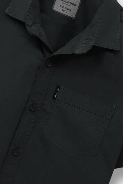 Deep Black Classic Boys’ Cotton Shirt