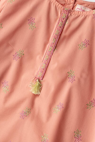 Orange Embroidered Ethnic Top