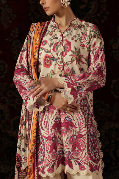 3 Piece Printed Crepe Dobby Suit