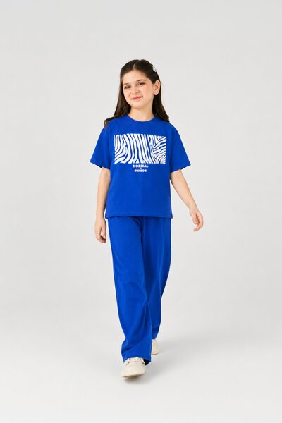 Bright Blue Graphic Jersey Co-ord Set